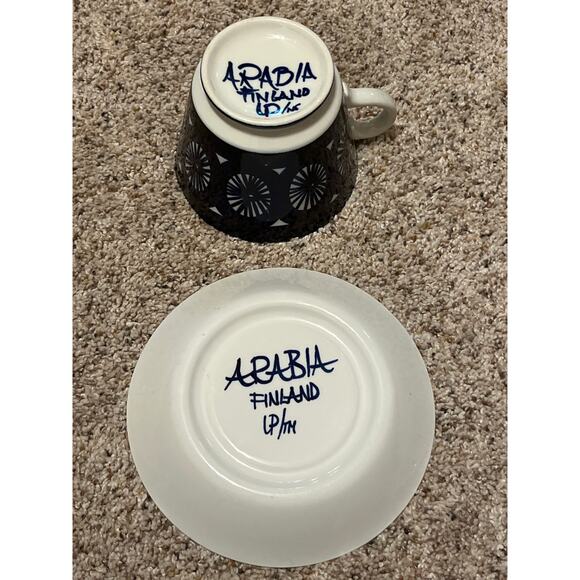 Anemone Blue Arabia of Finland Fiesta Morning Cup Saucer Ulla Procope RARE - Picture 4 of 10